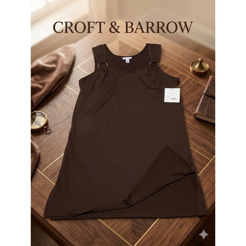 Croft & Barrow Women's Small Swimwear Cover-Up Dress  Brown NWT O-Ring